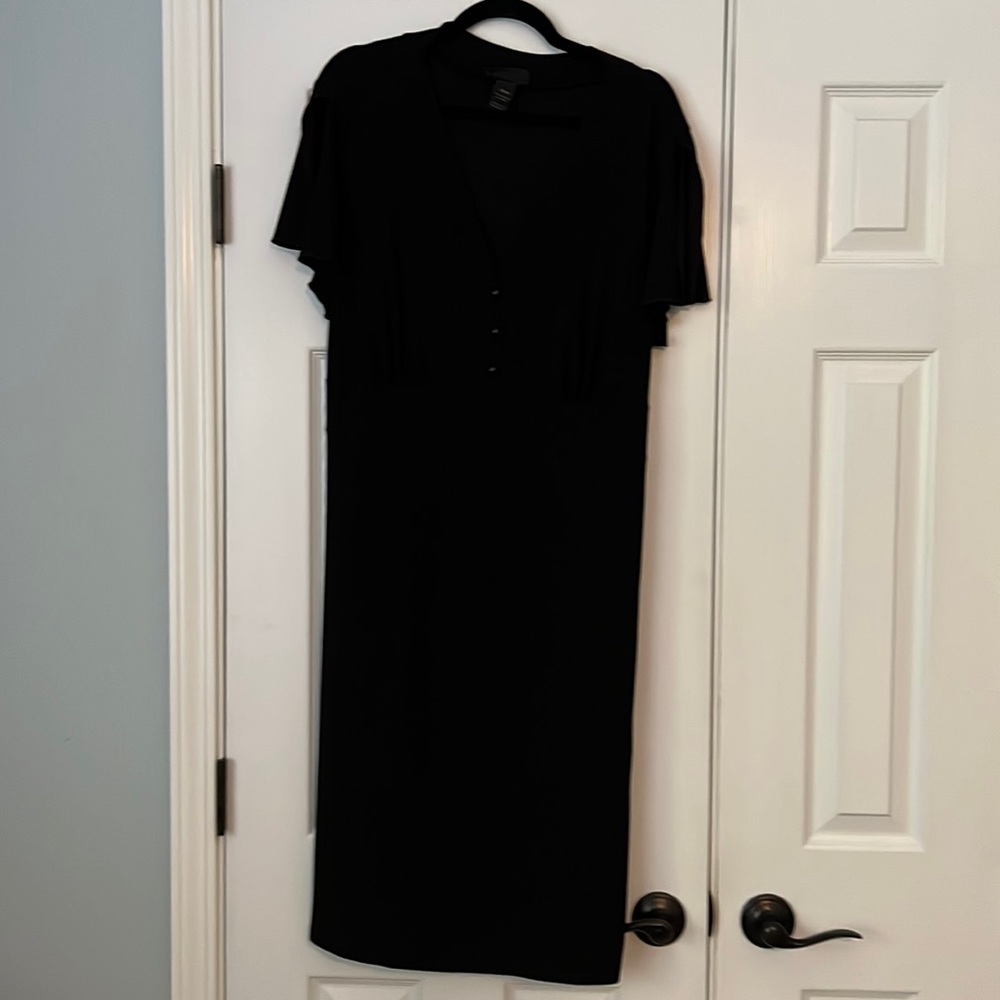 Black knit dress with tie back